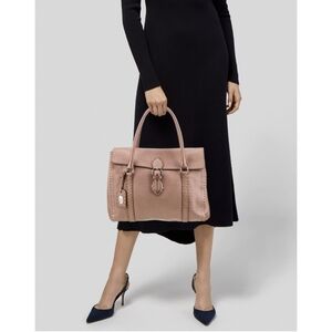 Fendi Selleria Linda Top Handle Bag Metallic Blush Pink Leather